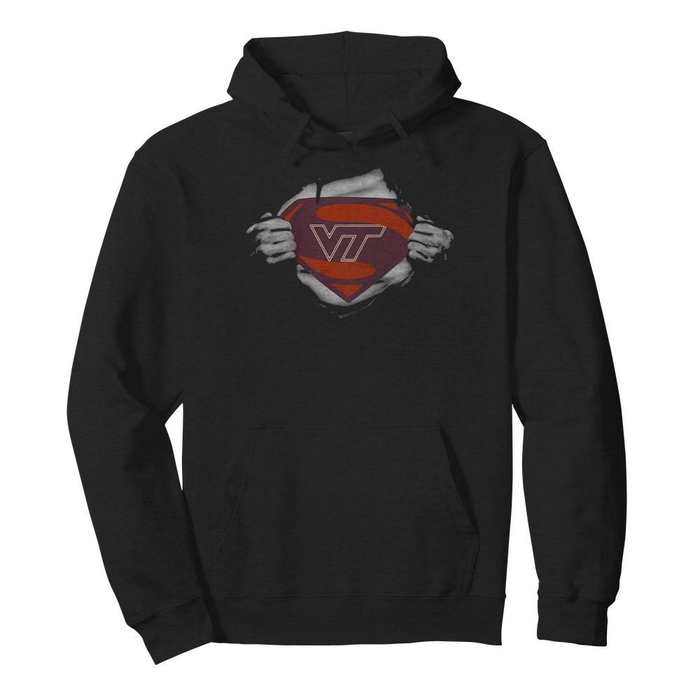 Blood insides superman virginia tech hokies football  Unisex Hoodie