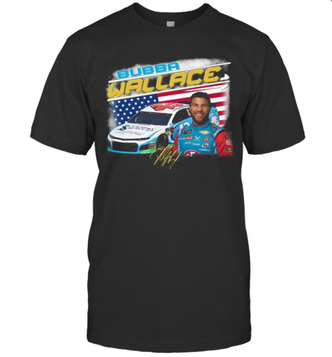 Bubba Wallace Athletes Racing American Flag Independence Day Signature T-Shirt