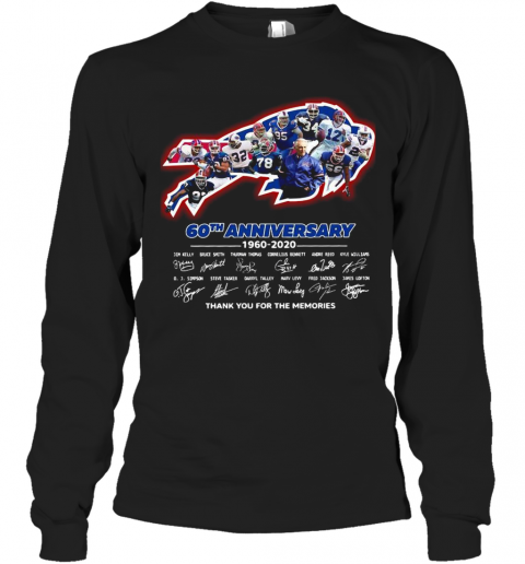 Buffalo Bills 60Th Anniversary 1960 2020 Thank You For The Memories Signature T-Shirt Long Sleeved T-shirt 