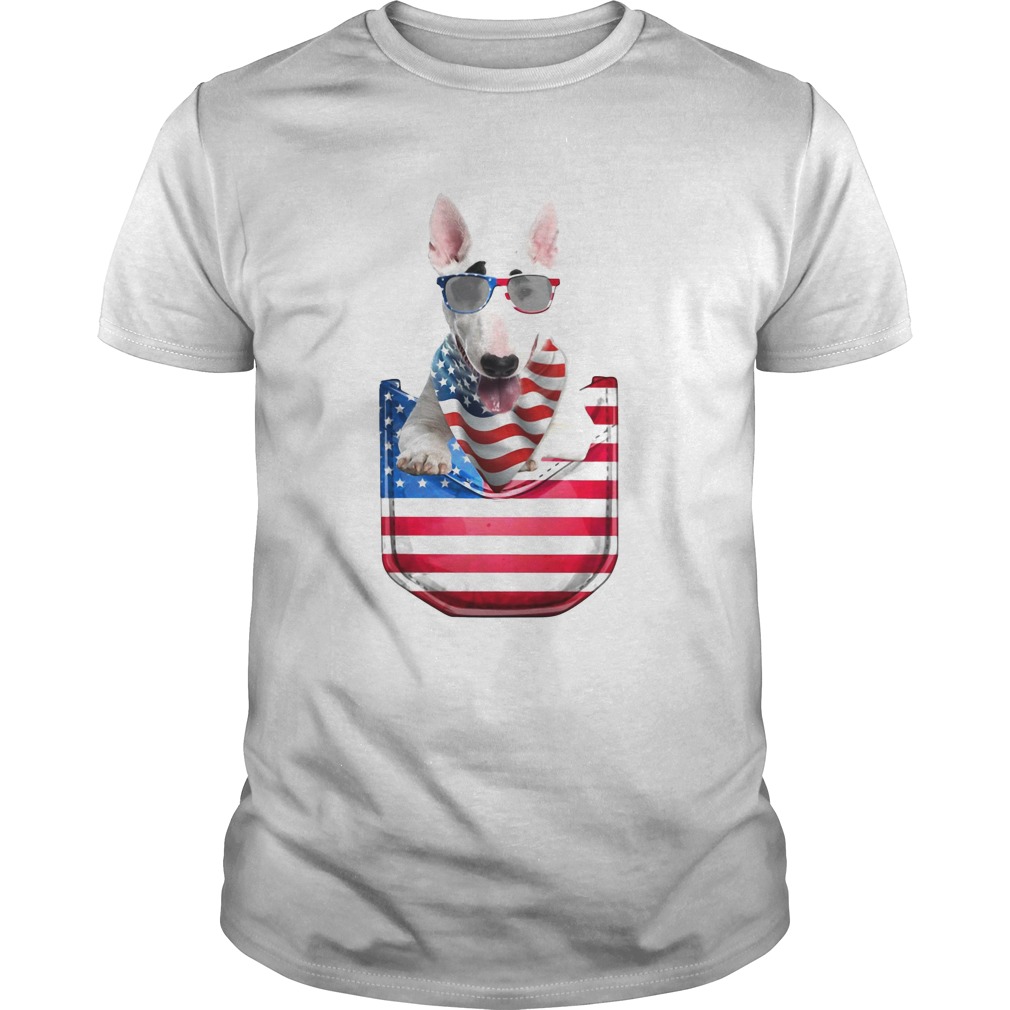 Bull terrier pocket american flag independence day shirt