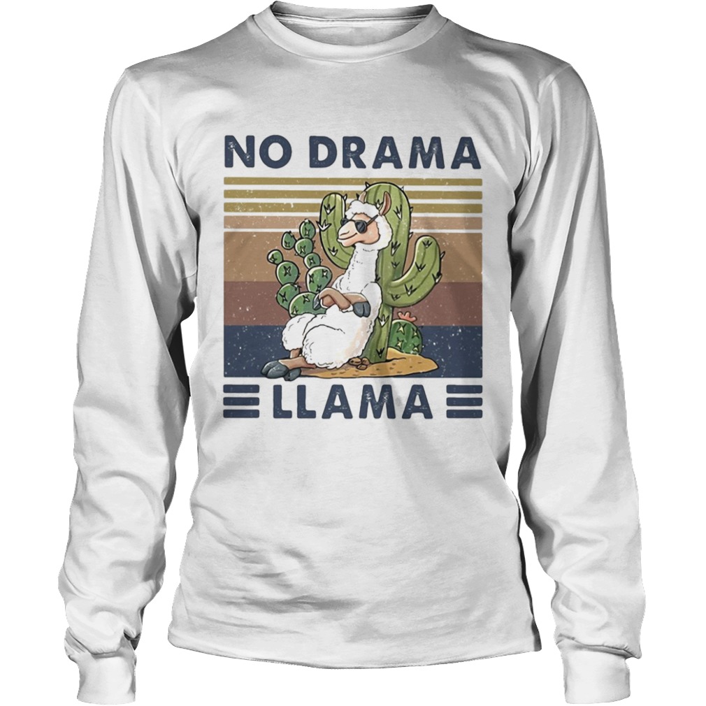 Cactus no drama llama vintage retro  Long Sleeve