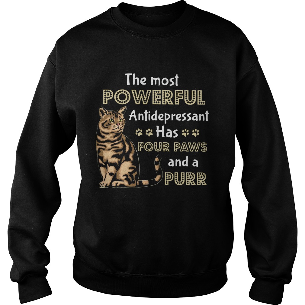 Cat The Most Powerful Antidepressant Has Four Paws And A Purr  Sweatshirt