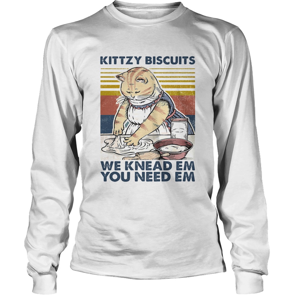 Cat kittzy biscuits we knead em you need em vintage retro  Long Sleeve