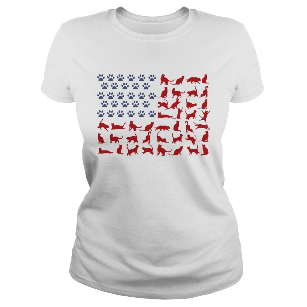 Cat yoga paw American flag veteran Independence Day  Classic Ladies