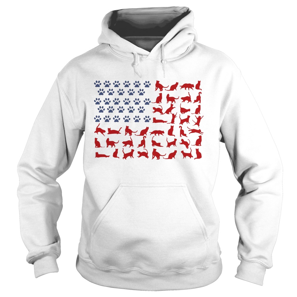 Cat yoga paw American flag veteran Independence Day  Hoodie