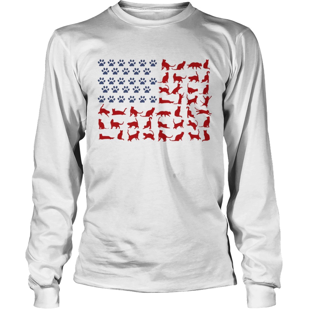 Cat yoga paw American flag veteran Independence Day  Long Sleeve