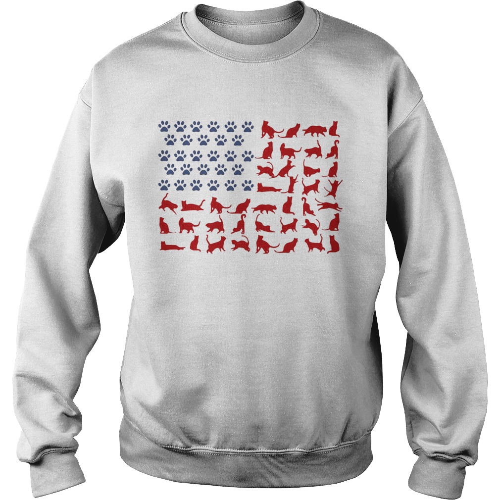 Cat yoga paw American flag veteran Independence Day  Sweatshirt