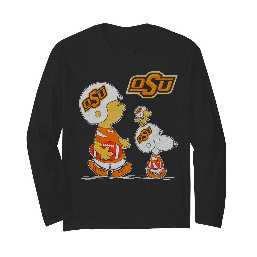 Charlie brown snoopy woodstock oklahoma state university football  Long Sleeved T-shirt 