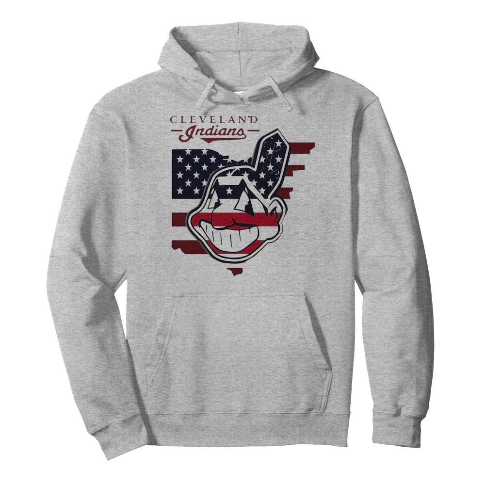 Cleveland Indians American Flag  Unisex Hoodie