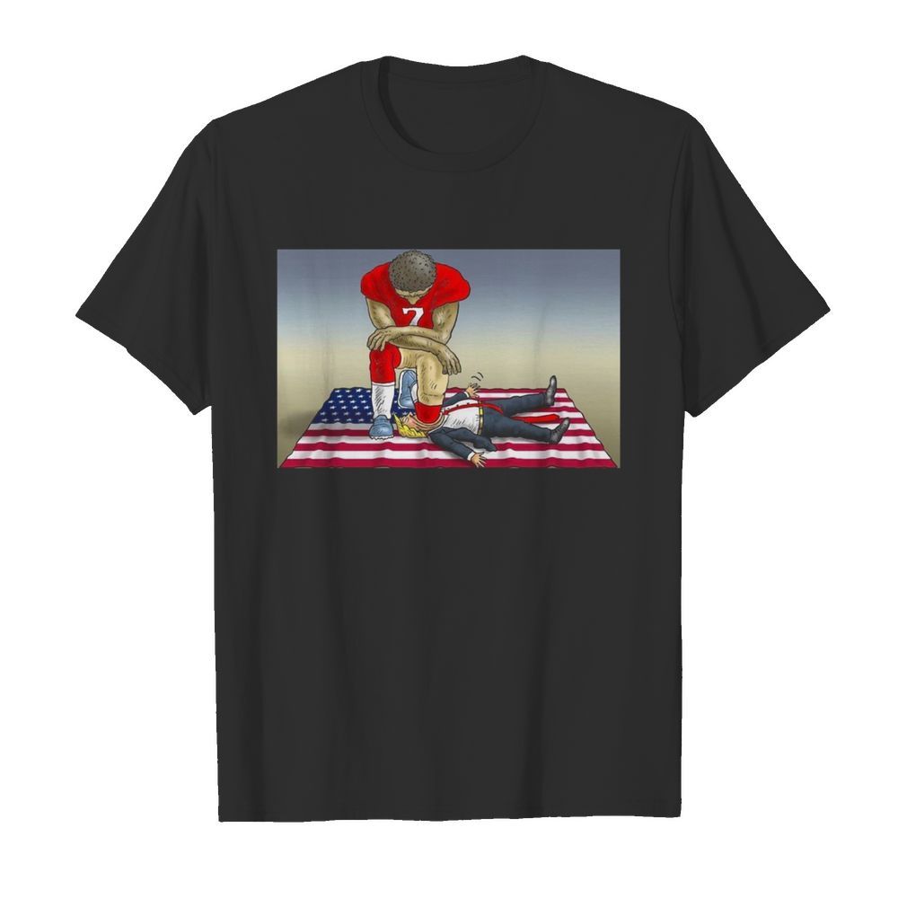 Colin Kaepernick Kneeling On Trump Head shirt