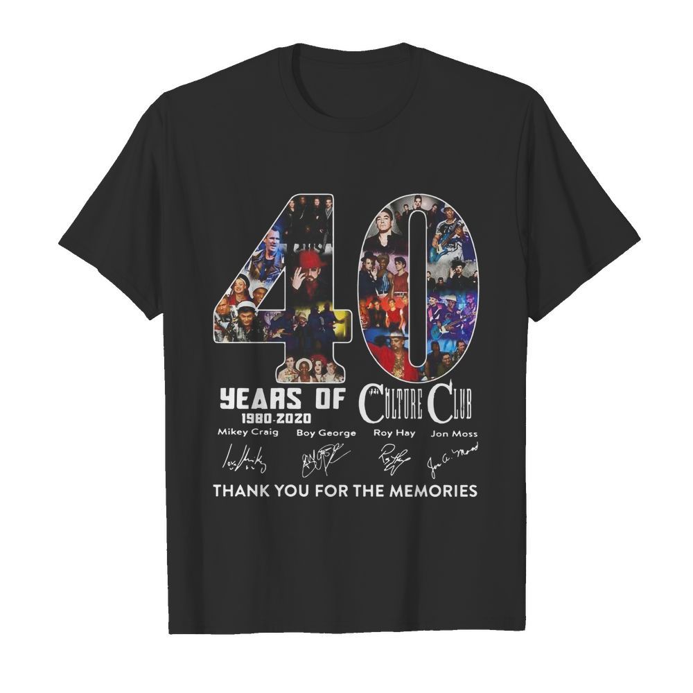 Culture Club 40 Years Of 1980 2020 Signature Thank You For The Memories shirt