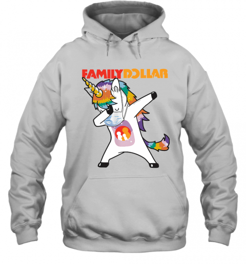 Dabbing Unicorn Mask Family Dollar Logo Coronavirus T-Shirt Unisex Hoodie