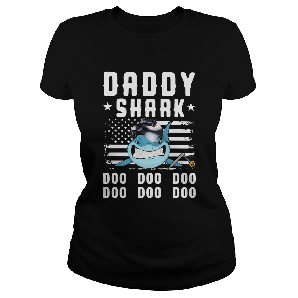 Daddy shark doo doo doo welder american flag veteran independence day  Classic Ladies