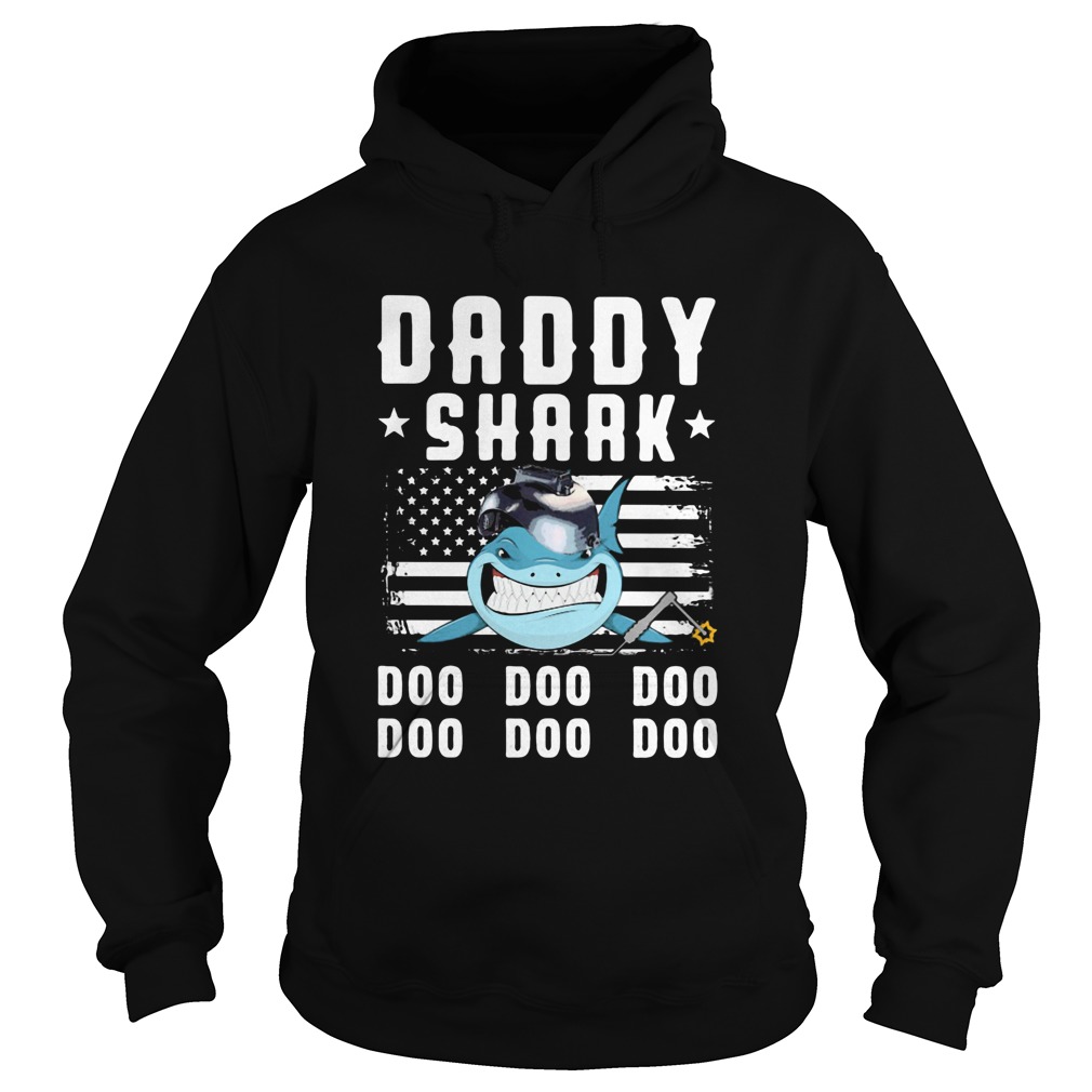 Daddy shark doo doo doo welder american flag veteran independence day  Hoodie