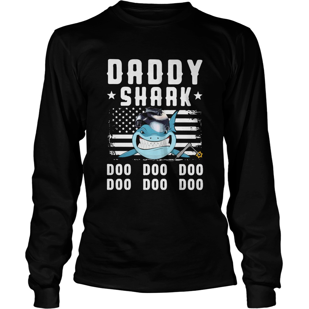 Daddy shark doo doo doo welder american flag veteran independence day  Long Sleeve