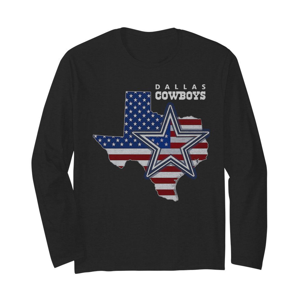 Dallas Cowboys American Map Flag  Long Sleeved T-shirt 