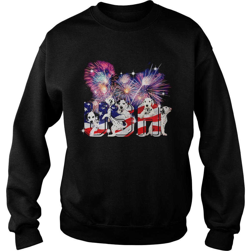 Dalmatian usa firework american flag independence day  Sweatshirt