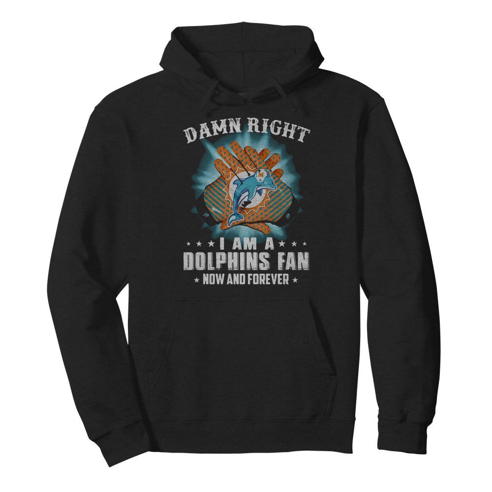 Damn right i am a miami dolphins football fan now and forever stars  Unisex Hoodie