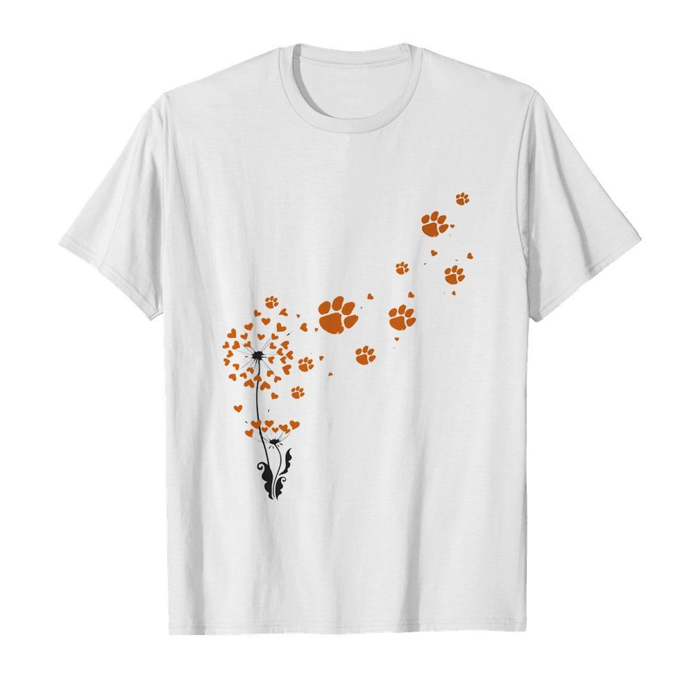 Dandelion flower clemson tigers football hearts shirt