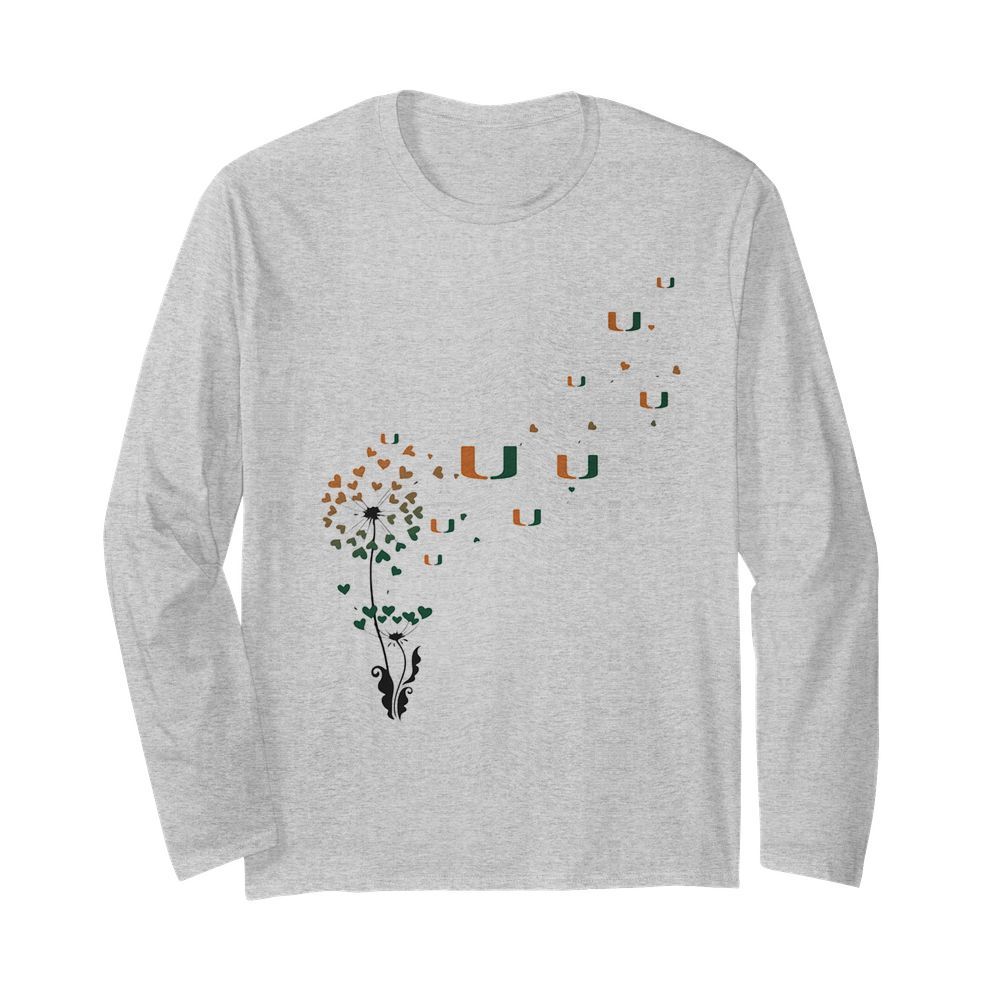 Dandelion flower miami hurricanes football hearts  Long Sleeved T-shirt 