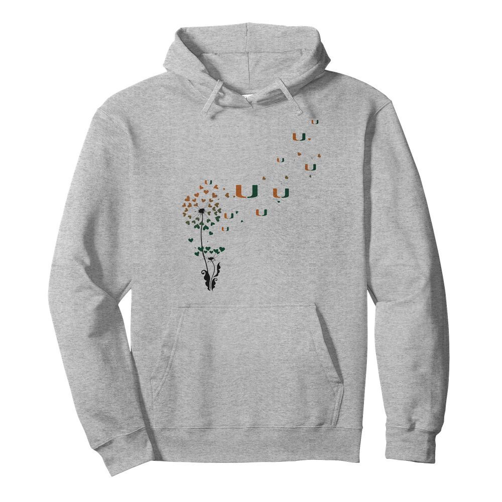 Dandelion flower miami hurricanes football hearts  Unisex Hoodie