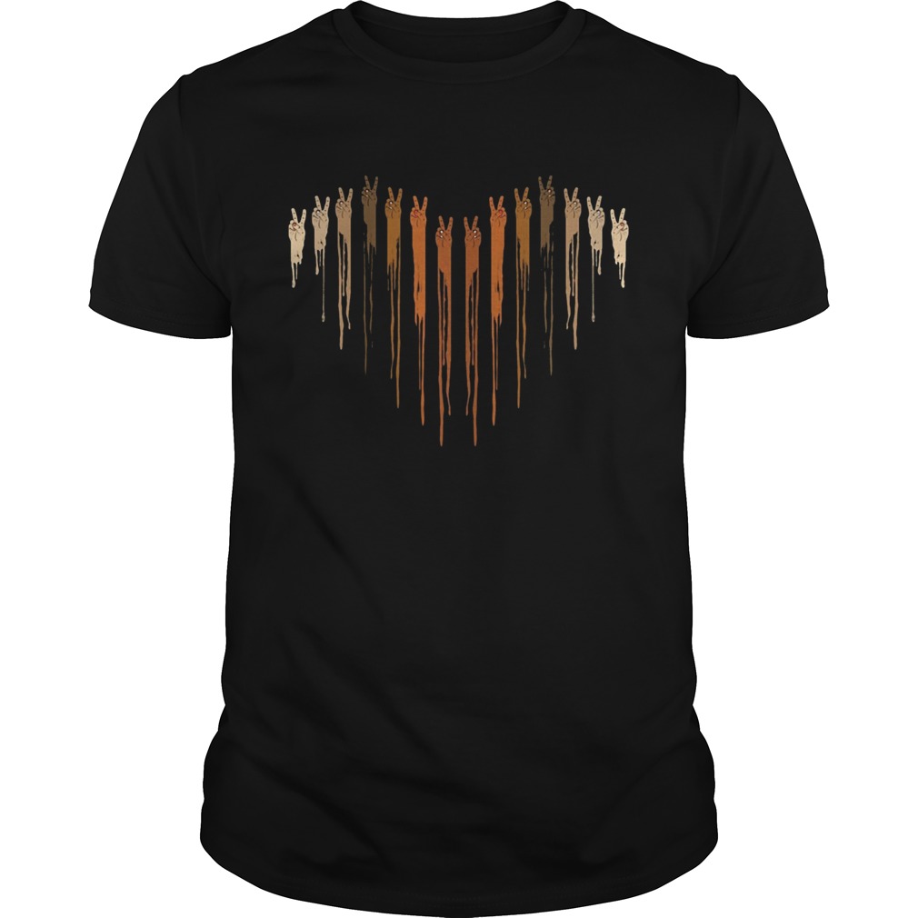 Different skin color heart hand shirt