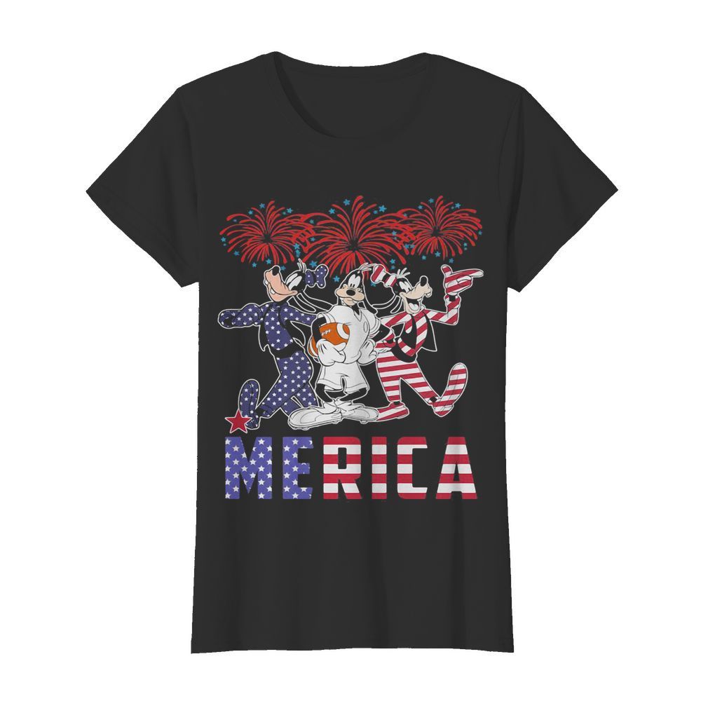 Disney goofy dog merica firework american flag independence day  Classic Women's T-shirt