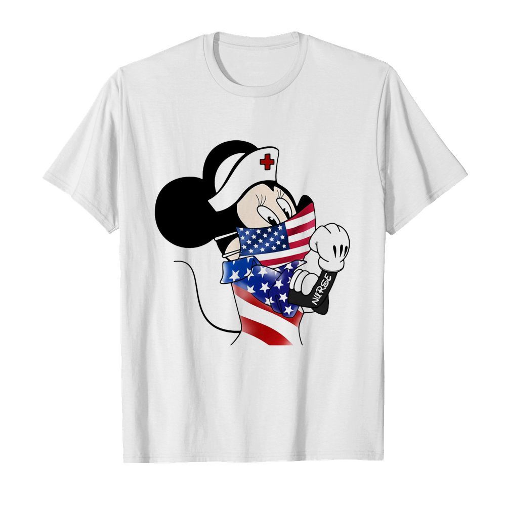 Disney minnie mouse nurse american flag independence day shirt