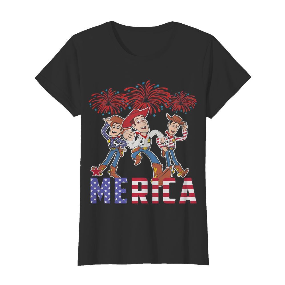 Disney pixar toy woody merica firework american flag independence day  Classic Women's T-shirt