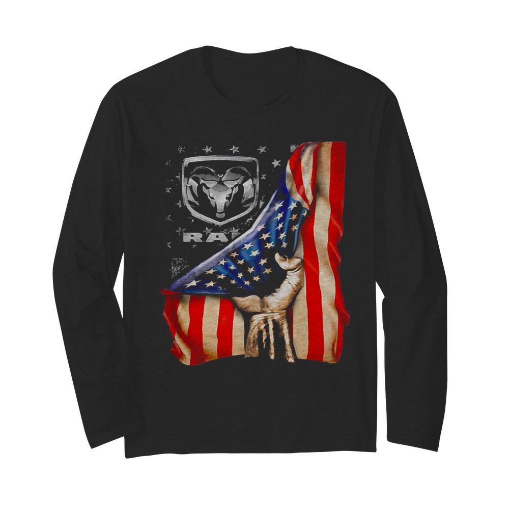 Dodge jeep ram logo american flag independence day  Long Sleeved T-shirt 