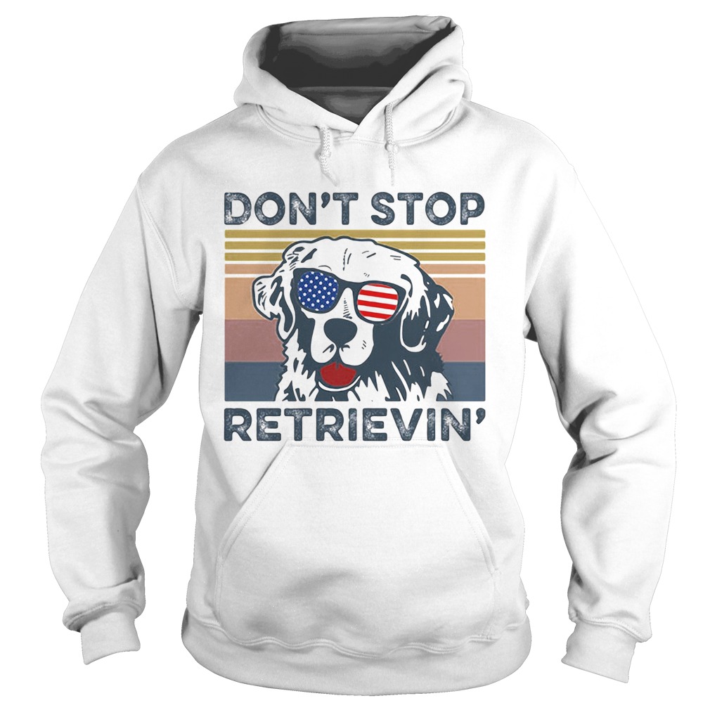 Dont Stop Retrievin Dog Golden Vintage Retro Independence Day  Hoodie