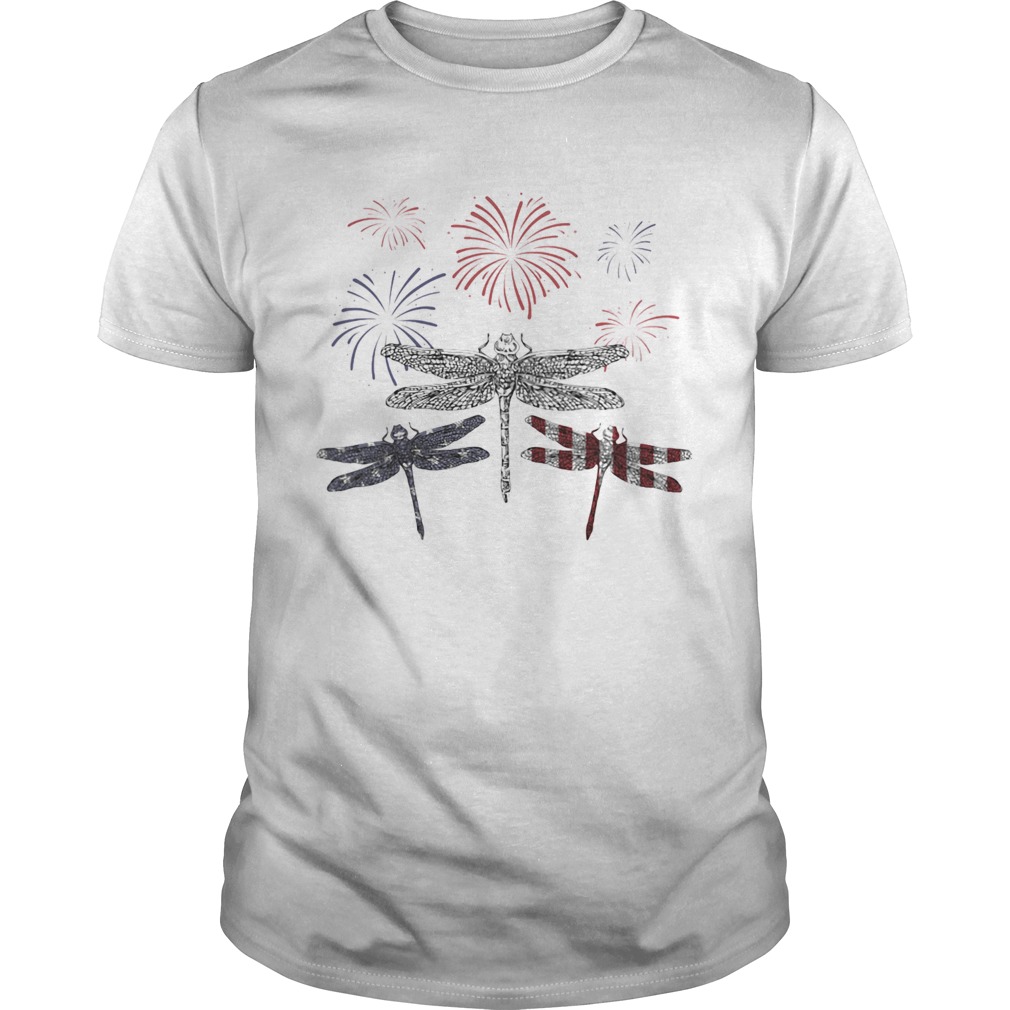 Dragonfly Firework American Flag Independence Day shirt