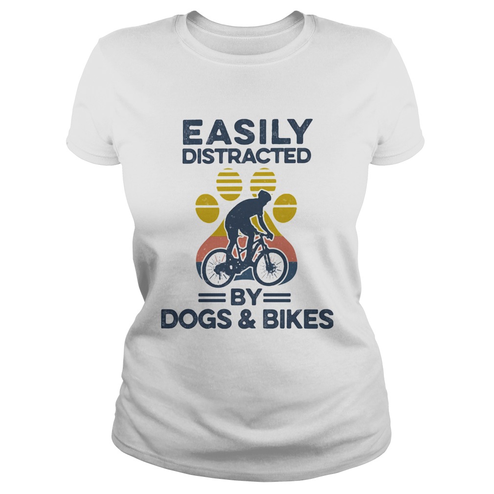 Easily Distracted By Dogs And Bikes Footprint Vintage Retro  Classic Ladies