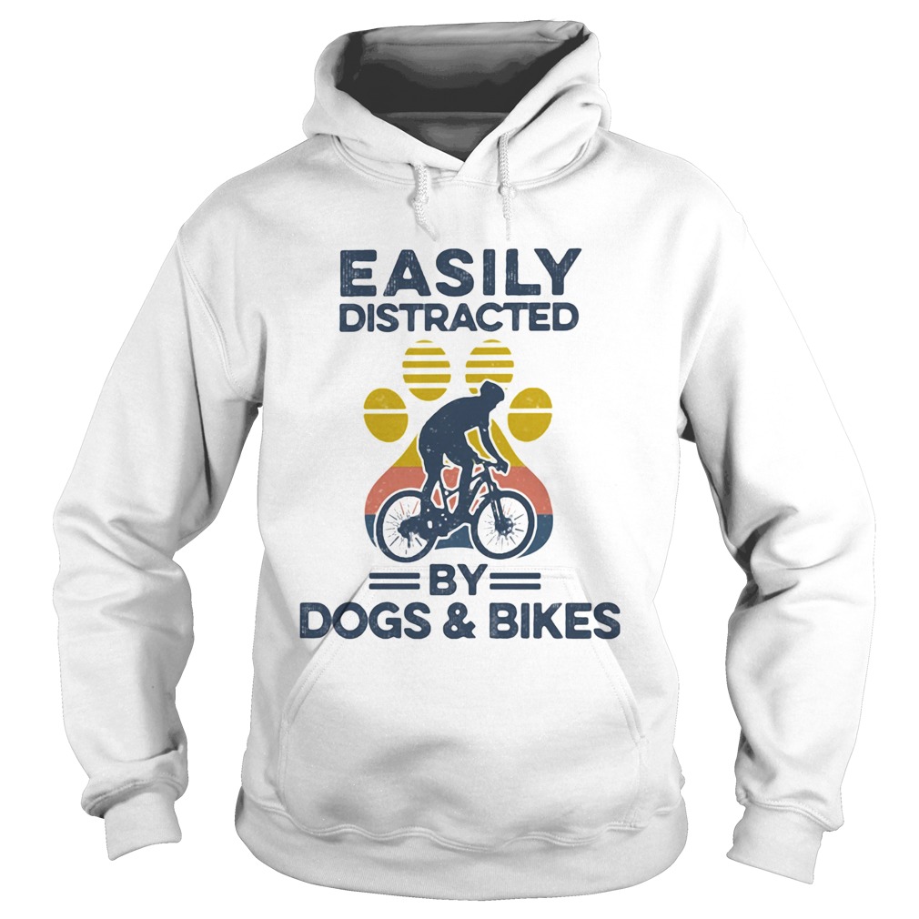 Easily Distracted By Dogs And Bikes Footprint Vintage Retro  Hoodie