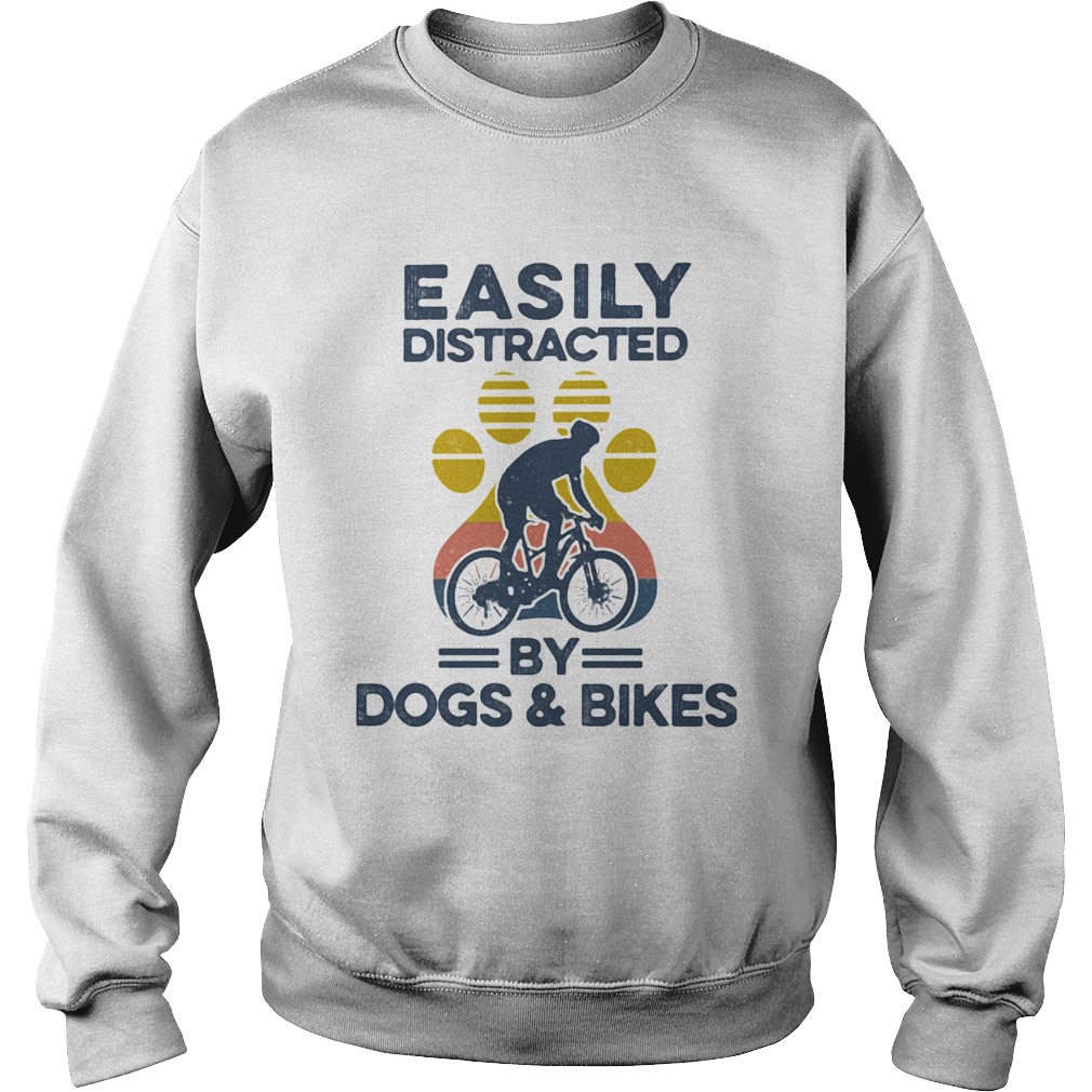 Easily Distracted By Dogs And Bikes Footprint Vintage Retro  Sweatshirt