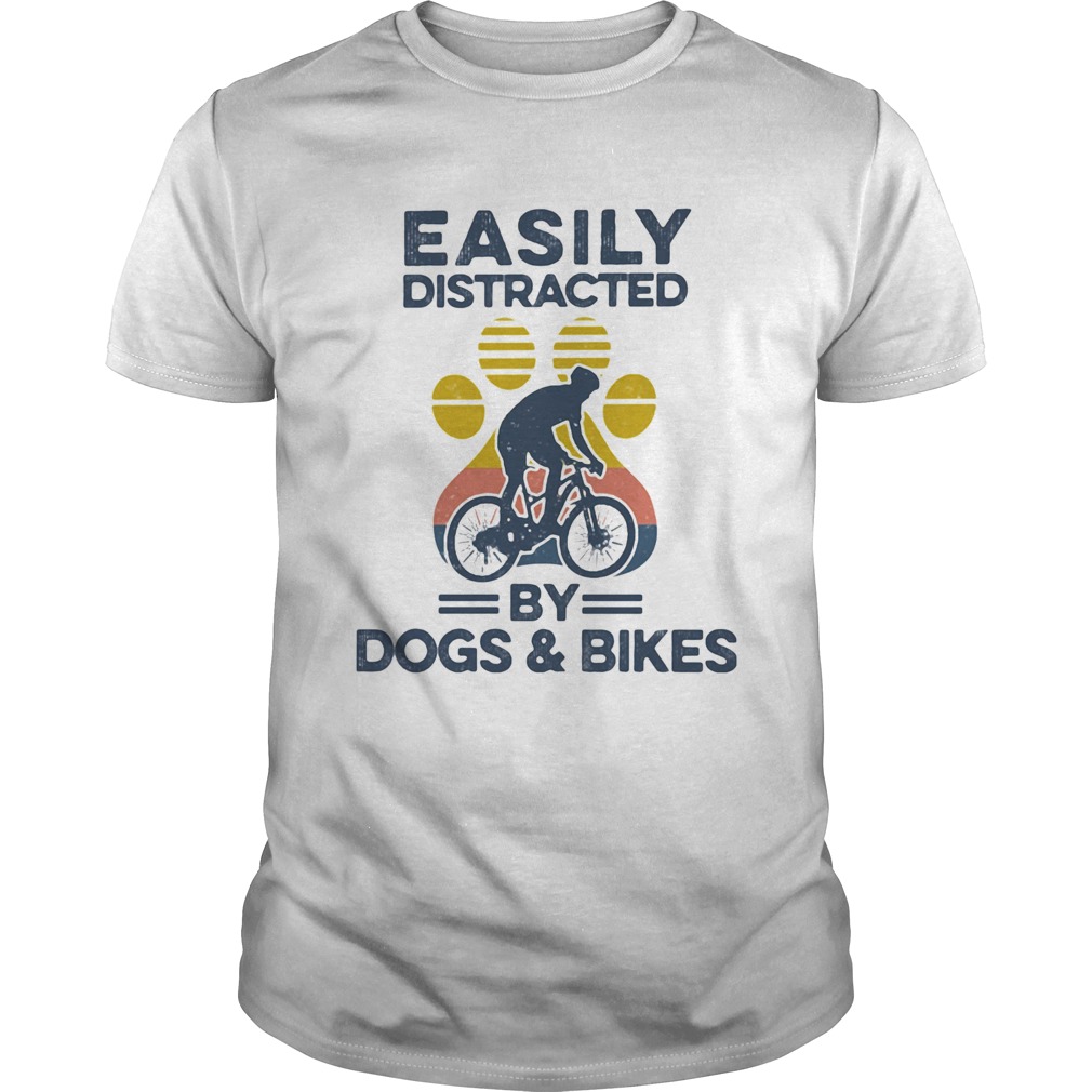 Easily Distracted By Dogs And Bikes Footprint Vintage Retro  Unisex