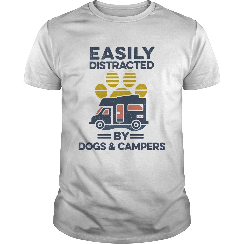 Easily Distracted By Dogs And Campers Footprint Vintage Retro  Unisex