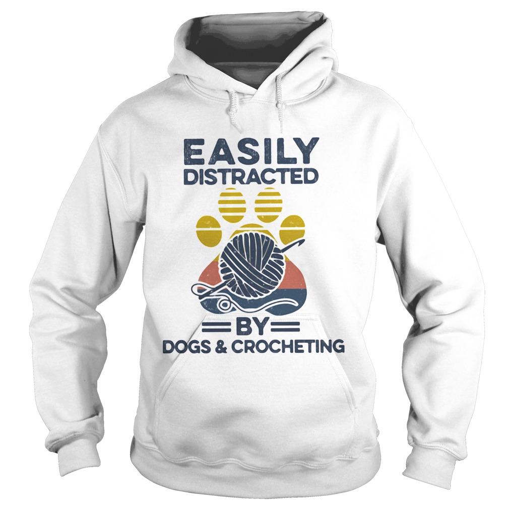 Easily Distracted By Dogs And Crocheting Footprint Vintage Retro  Hoodie