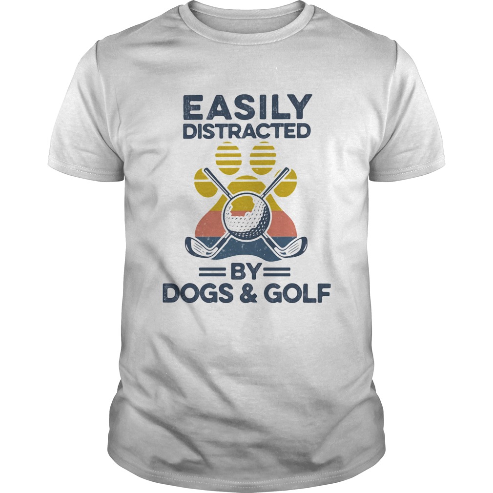 Easily Distracted By Dogs And Golf Footprint Vintage Retro shirt