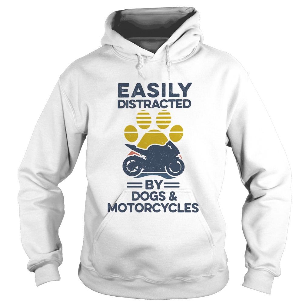 Easily Distracted By Dogs And Motorcycles Footprint Vintage Retro  Hoodie