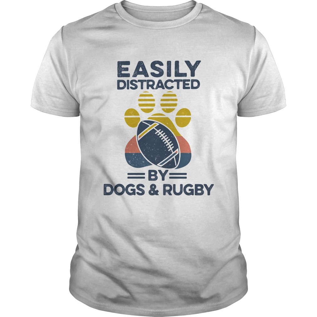 Easily Distracted By Dogs And Rugby Footprint Vintage Retro  Unisex