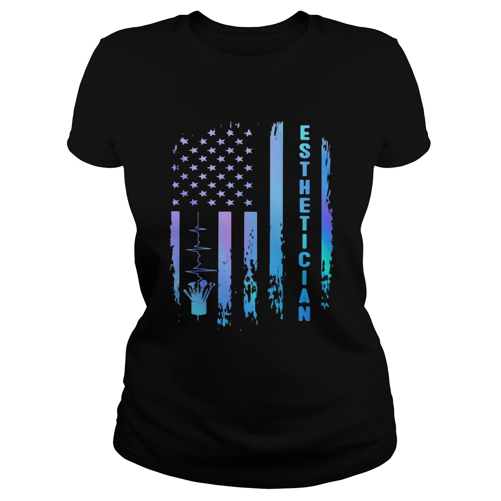 Esthetician heartbeat american flag independence day  Classic Ladies