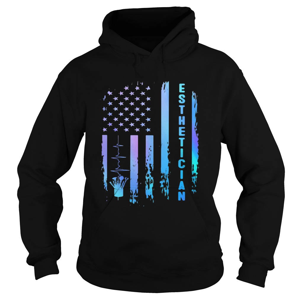 Esthetician heartbeat american flag independence day  Hoodie