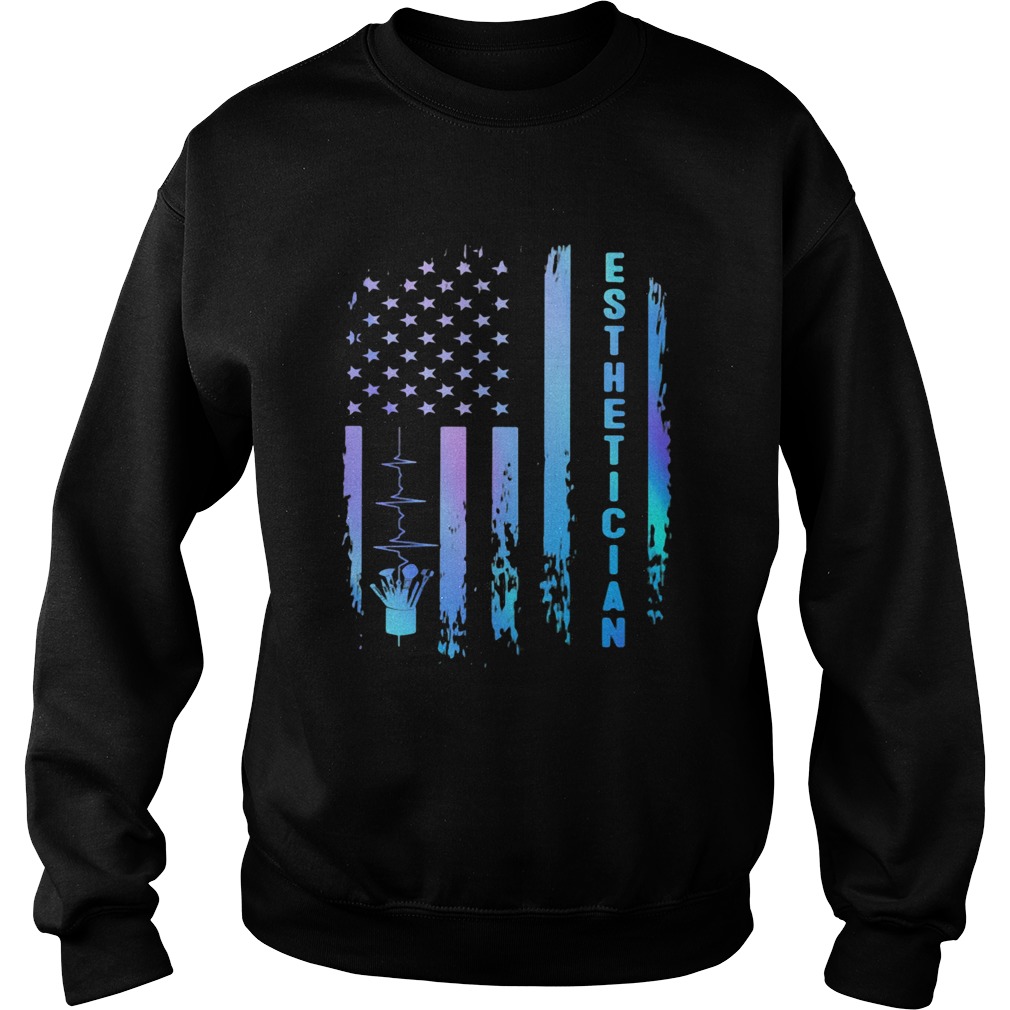 Esthetician heartbeat american flag independence day  Sweatshirt