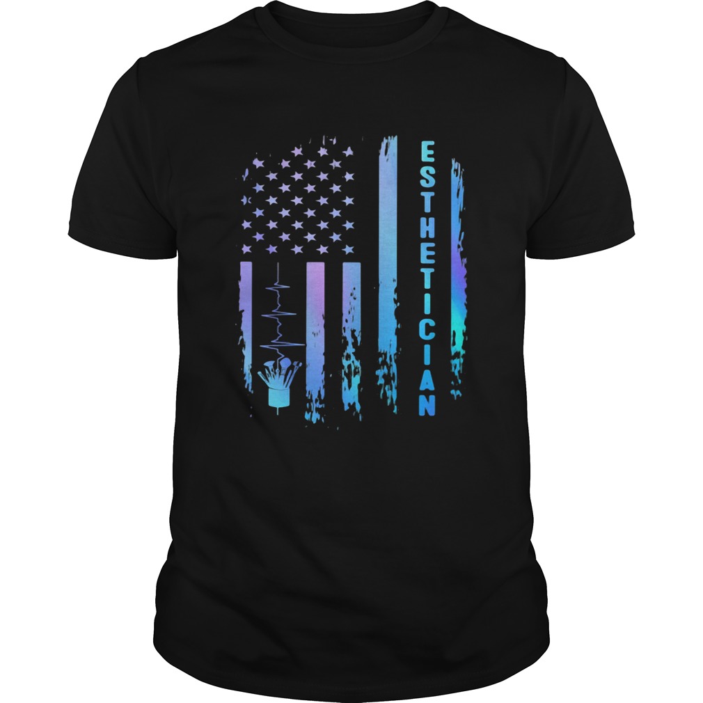 Esthetician heartbeat american flag independence day  Unisex