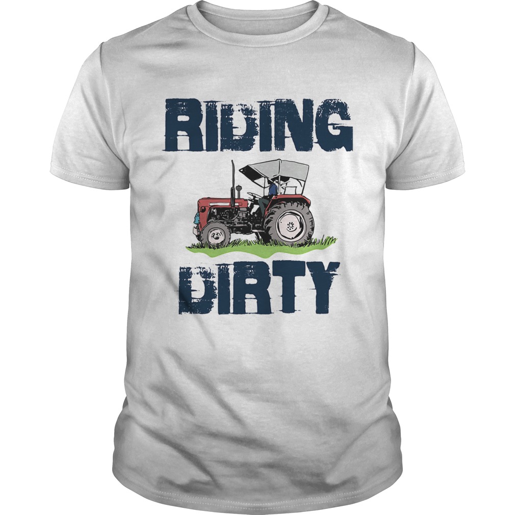 Farm tractor riding dirty shirt