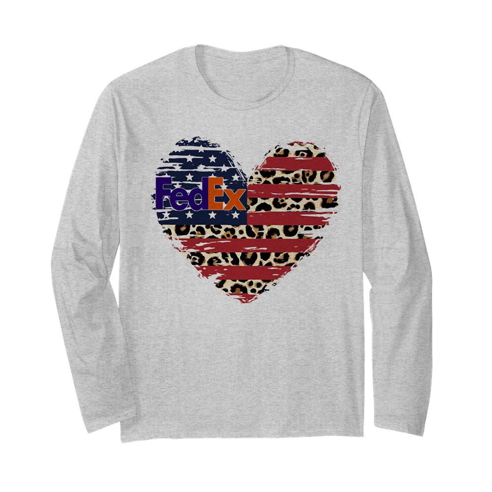 FedEx heart American flag veteran Independence Day  Long Sleeved T-shirt 