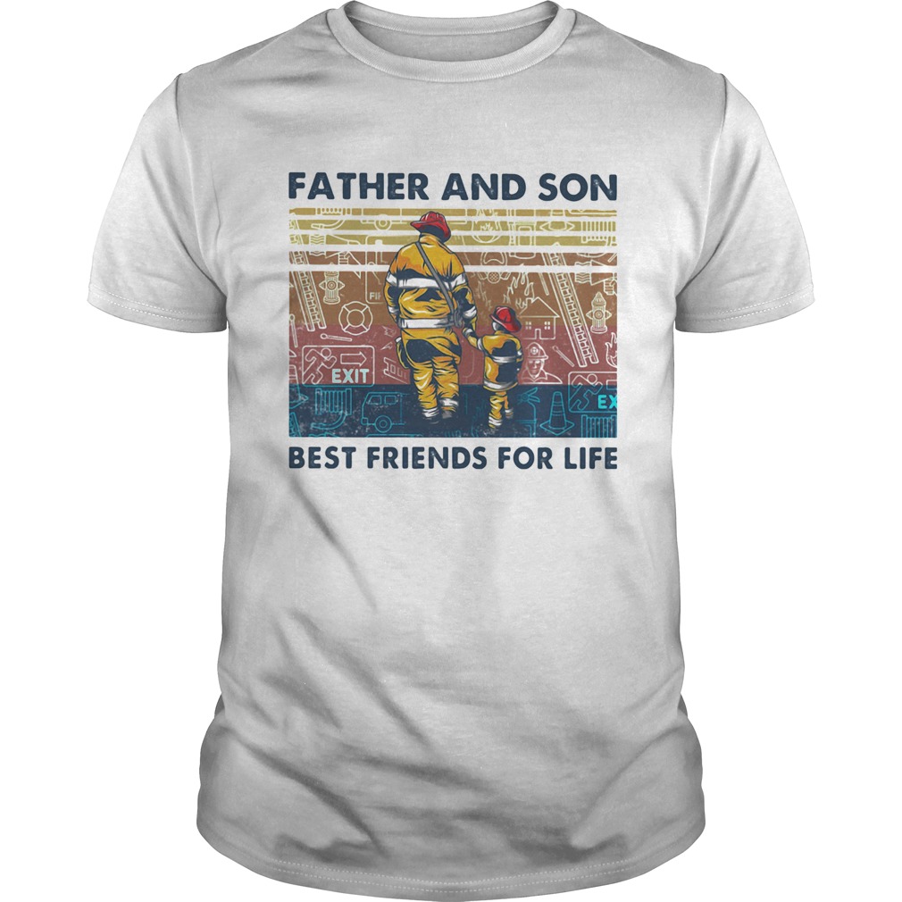 Firefighter father and son best friends for life vintage retro shirt