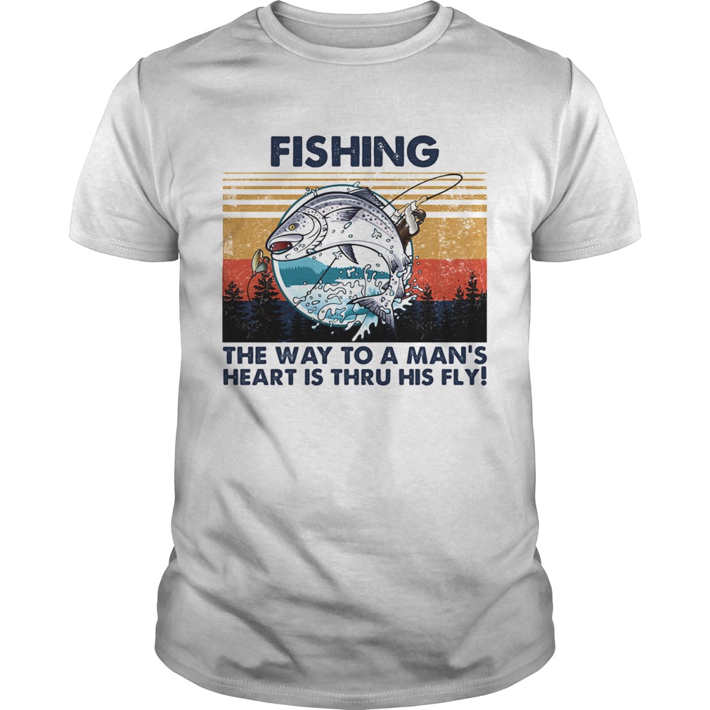 Fishing the way to a mans heart is thru his fly vintage retro shirt