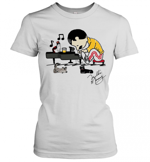 Freddie Mercury Playing Piano With His Cats Signature T-Shirt Classic Women's T-shirt